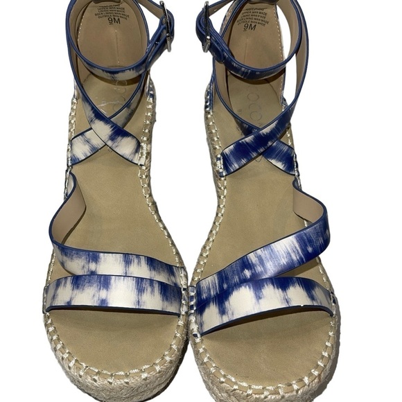 Coconuts by Matisse Women's Sandals Size 9M Blue/White Ankle Buckle Espadrille - Picture 2 of 12